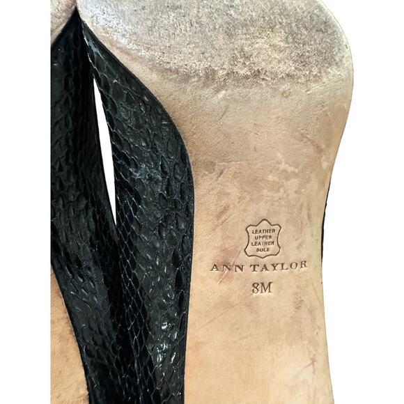 Ann Taylor women's black patent‎ leather snake print heel size 8 - Picture 7 of 7